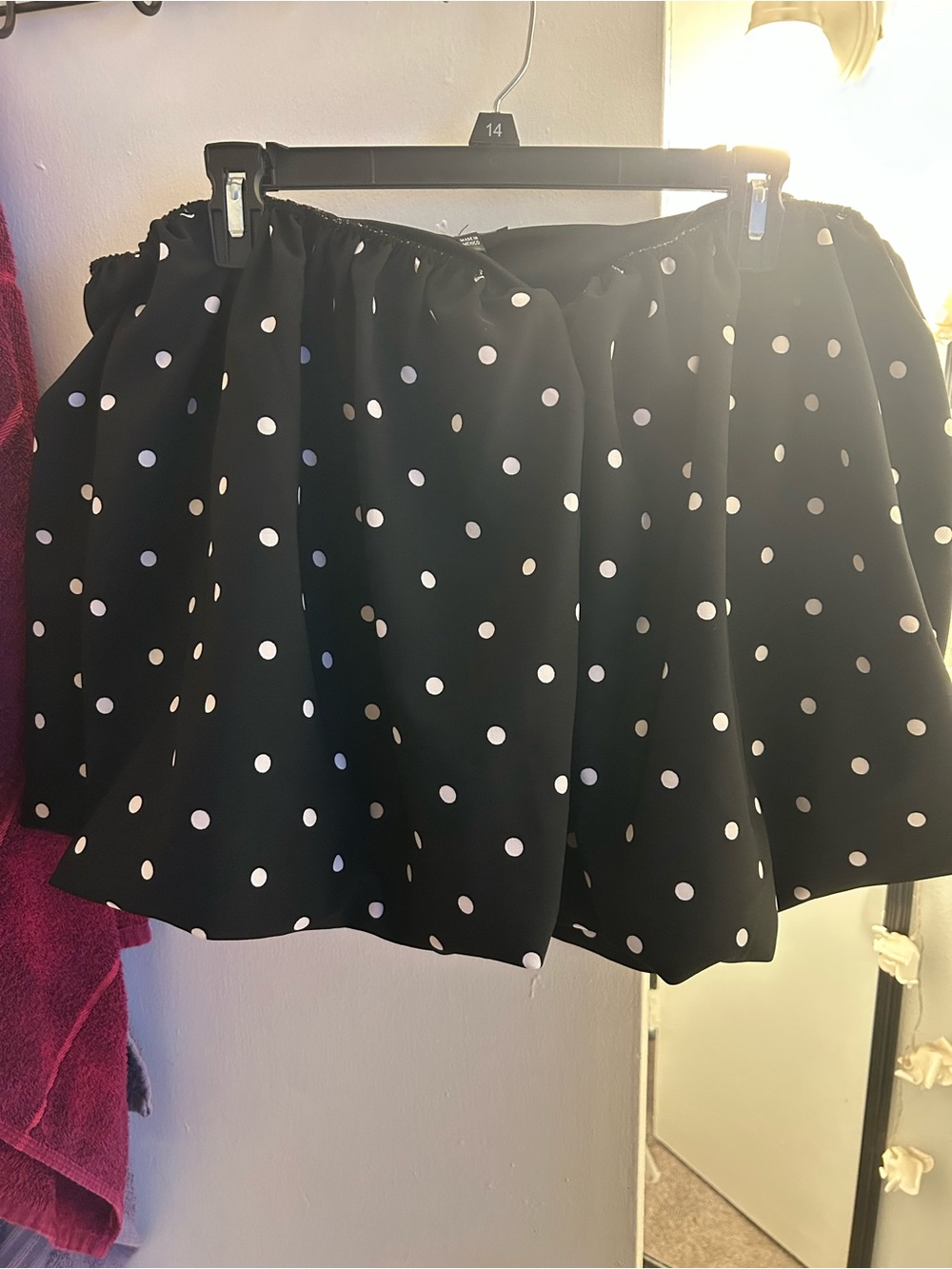Fashion Nova Black Mini Skirt with White Polka Dots